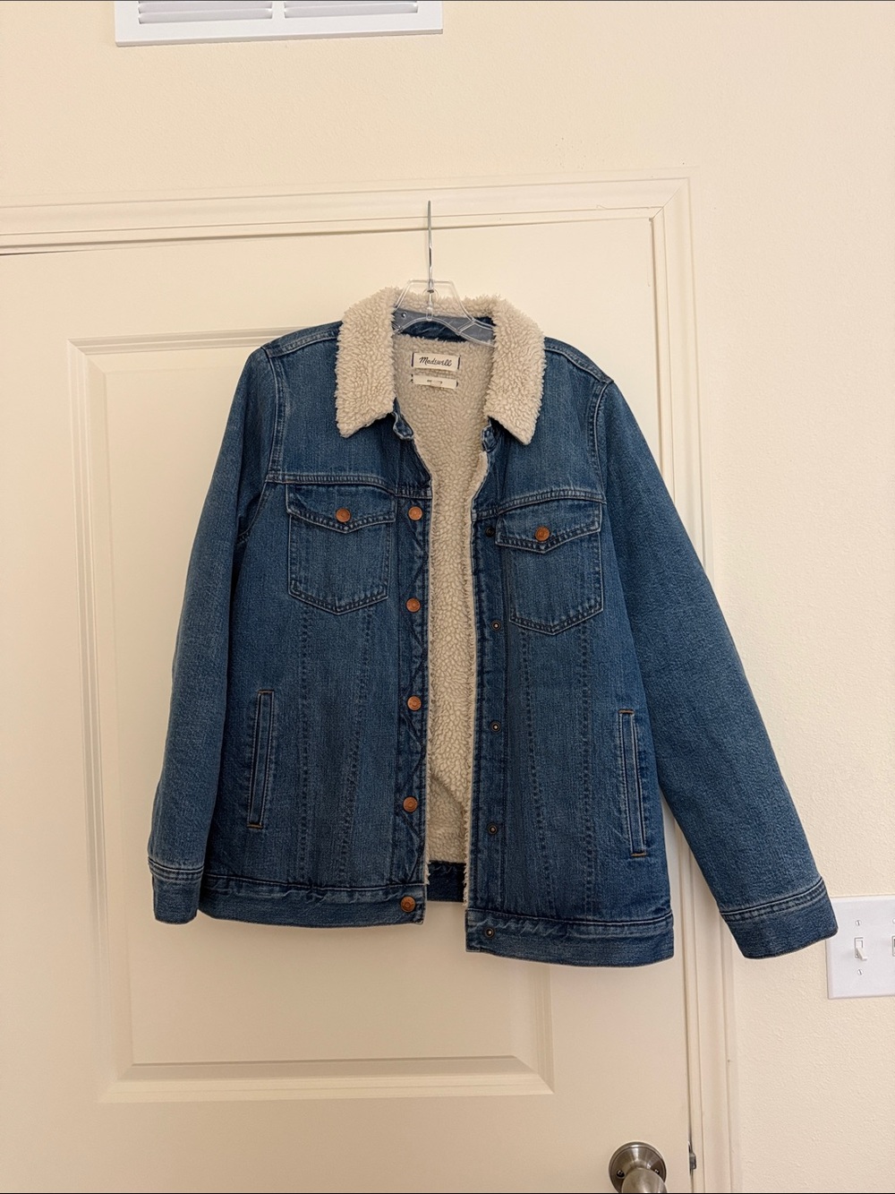 Denim Sherpa-Lined Women’s Jacket - Blue (Oversized)